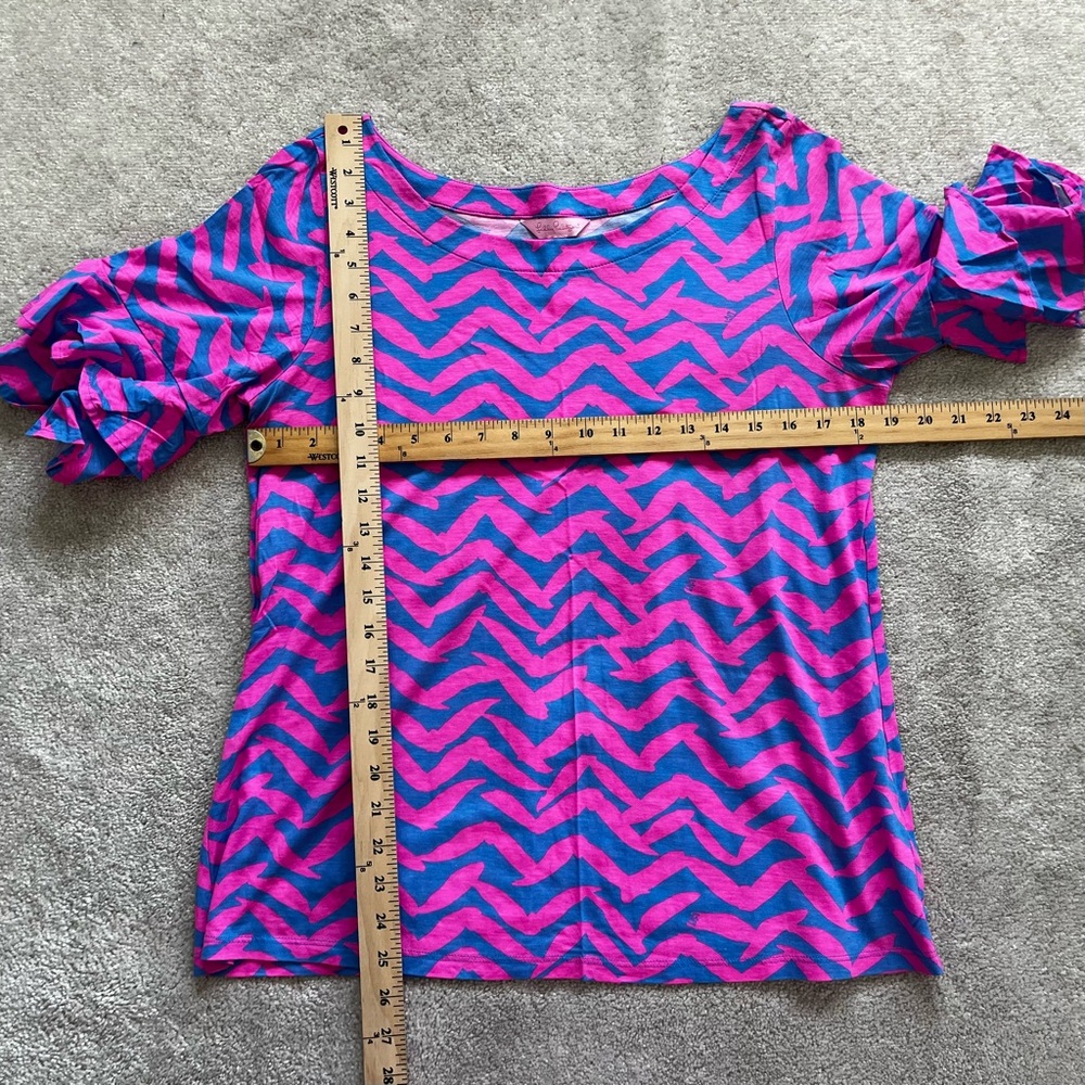 LILLY PULITZER Lula Ruffle Sleeve Top Size Large Preppy Pretty Casual Feminine - Picture 6 of 7